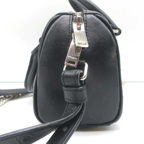 Saint Laurent Toy Duffle Black Studded Leather Chain Strap Crossbody Bag - Picture 3 of 12